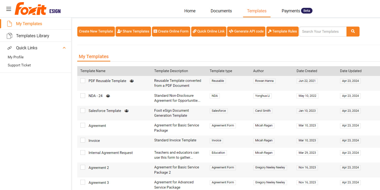 screenshot of Foxit eSign